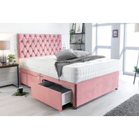 Pink Plush Divan Set with Headboard
