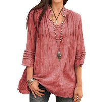 UK 10 / RED: A women's V-neck tunic top | Wowcher