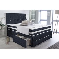 Vintage Crushed Velvet Divan Bed Set - Black or Grey