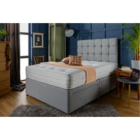 Suede York Divan Bed Set w/ Open Sprung Memory Foam Mattress