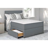 Grey Divan Bed With Headboard & Mattress
