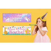 1, 2, 4 or 6 Personalised Kids Birthday Banners - 10 Designs!