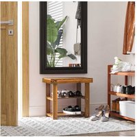 HOMCOM 3-tier Shoe Rack Bench Teak