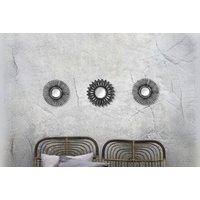 3pc Round Sunburst Wall Mirrors Silver