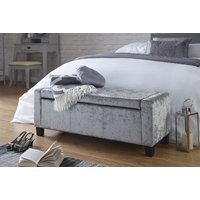 Grey Velvet Ottoman Bench