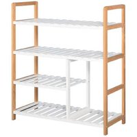 HOMCOM MDF 4-Tier Slatted Shoe Rack