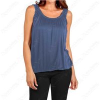 Unisex DENIM BLUE - M-L: JERSEY RUCHED NECK BUBBLE VEST TOP from Want Clothing | Wowcher