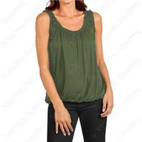 Unisex KHAKI - S-M: JERSEY RUCHED NECK BUBBLE VEST TOP from Want Clothing | Wowcher