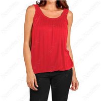 Unisex RED - S-M: JERSEY RUCHED NECK BUBBLE VEST TOP from Want Clothing | Wowcher