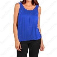 Unisex ROYAL BLUE - M-L: JERSEY RUCHED NECK BUBBLE VEST TOP from Want Clothing | Wowcher