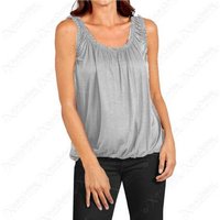 Unisex SILVER GREY - S-M: JERSEY RUCHED NECK BUBBLE VEST TOP from Want Clothing | Wowcher