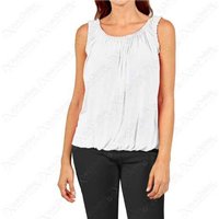 Unisex WHITE - L-XL: JERSEY RUCHED NECK BUBBLE VEST TOP from Want Clothing | Wowcher