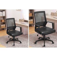 Office Mesh Chair With Leather Seat