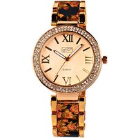 Ladies Floral Print Rose Gold Quartz Watch | Wowcher