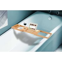 HOMCOM Extendable Bathtub Shelf Rack
