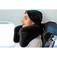Inflatable Travel Neck Pillow with Hoodie