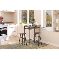 HOMCOM Black and Oak Bar Table Set