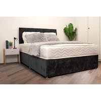 Royal Suede Charcoal Divan Bed Set with Mattress