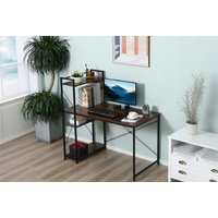 HOMCOM Desk, 4-Tier Bookshelf, Brown