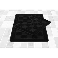 Square Chequered Bath Mat Set