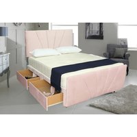 Pink Chenille Divan Bed and Mattress