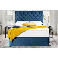 Blue Velvet Divan Bed with Mattress