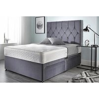 Grey Plush Divan Bed with Mattress