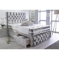 Silver Crushed Velvet Divan Bed