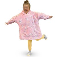 Kids' Oversized Fleece Hoodie Blanket - Sherpa Lined, Unisex, Fun Prints, Machine Washable | Wowcher