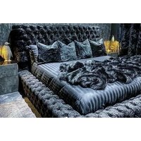 Black Crushed Upholstered Bed