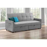 Three-Seater Plush Sofa-Bed in Grey