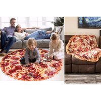 Round Pepperoni Pizza Flannel Blanket
