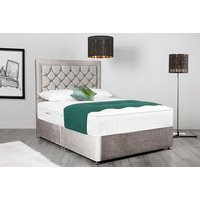 Silver Velvet Divan Bed & Mattress