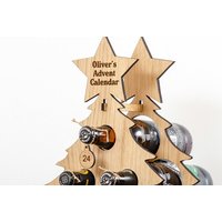Personalised Wooden Christmas Tree Wine Bottle Rack - Rustic Festive Wall Art & Advent Calendar, Two Sizes | Wowcher
