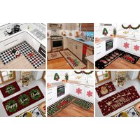 Christmas-Themed Non-Slip Kitchen Rugs