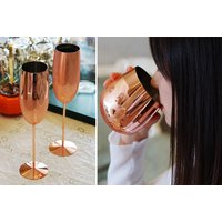2 Stainless Steel Copper Finish Glasses
