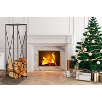 Large Black Metal Firewood Rack & Holder