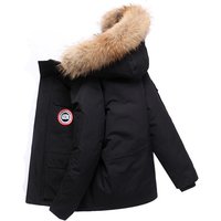 Unisex Black Unisex Canada Goose- Hooded Down Parka Jacket - Waterproof, Windproof, Faux Fur, Multiple Pockets, Machine Washable | Wowcher