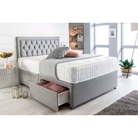 Light Grey Suede Divan Bed and Mattress