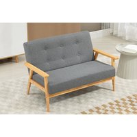Modern Dark Grey Linen 2-Seater Sofa