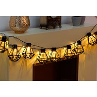 String of 10 LED Black Cage Lights