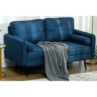 Compact Blue Upholstered Loveseat