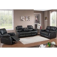 Valencia Black Leather Recliner Sofa