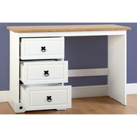 Corona 3 Drawer Dressing Table in White/Distressed Waxed Pine!