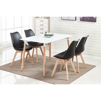 Jensen Dining Set With White Square Table and 4 Chairs - 2 Colour Options!