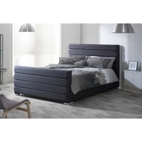 Denes Plush Dark Grey Velvet Bed Frame