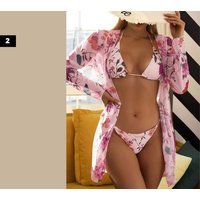 Women's 3-Piece Floral Bikini Swimsuit w/ Kimono, UK6, 2 | Wowcher