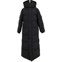 Women's Extra Long Winter Hooded Down Jacket with Pockets, UK 6, Black | Wowcher