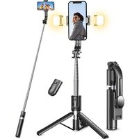 3-in-1 LED Dual Light Selfie Stick Tripod - Adjustable Fill Light, Stainless Steel, Portable Beauty Gadget | Wowcher