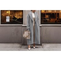 Women's Vintage Long Coat, S-UK6, Grey | Wowcher